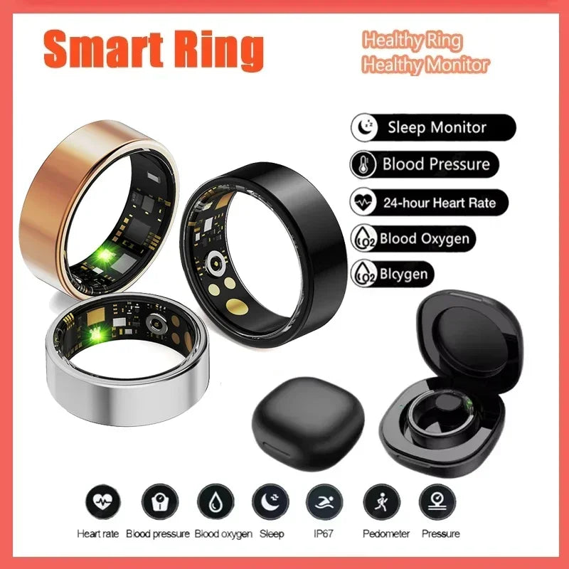 TitanTek Smart Ring Men Women Heart Rate and Blood Oxygen Monitor Smartring IP68 & 5ATM Waterproof, Multi-sport Mode