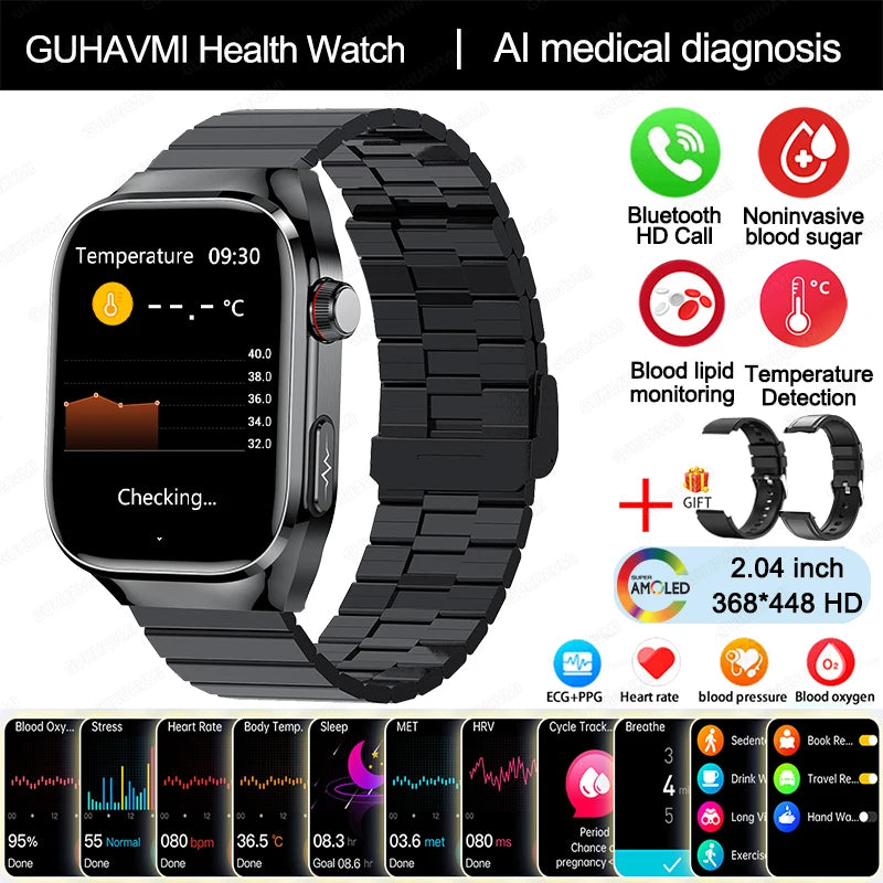 TitanTek Women Medical Grade Health Smartwatch Physical Examination Blood Sugar Fat Heart Rate Uric Acid AMOLED Bluetooth Call Smartwatch