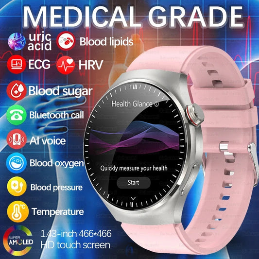 2025 TitanTek New Women AI Medical Diagnosis Smart Watch HD Bluetooth Call ECG Uric Acid Blood Lipids Blood Glucose Monitoring Smartwatch