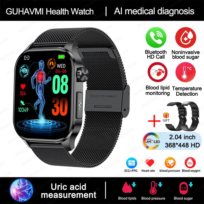 TitanTek Health Blood Lipids Uric Acid Blood Glucose Smart Watch ECG+PPG+HRV Heart Rate Blood Body Composition Bluetooth Call Smartwatch