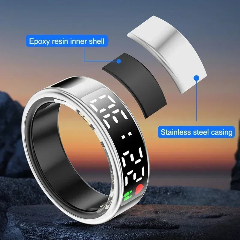 TitanTek SR08 Smart Ring For Men Women LED Display Screen Heart Rate Blood Oxygen Monitoring Multi Sports Modes IP68 & 5ATM Waterproof