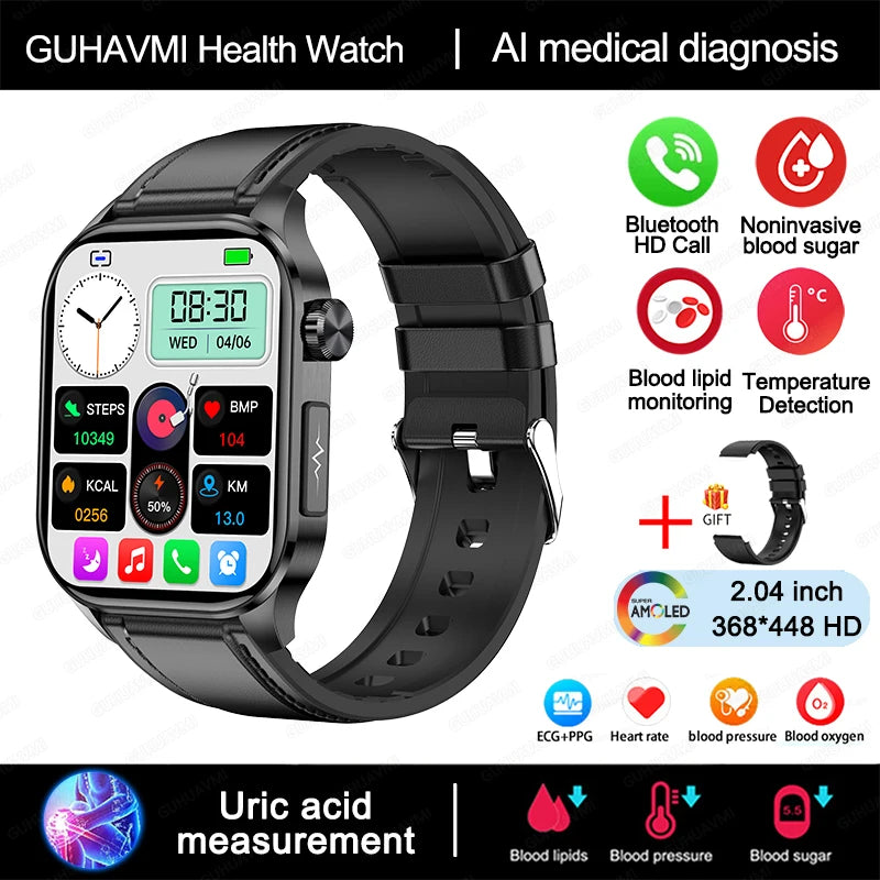 TitanTek Health Blood Lipids Uric Acid Blood Glucose Smart Watch ECG+PPG+HRV Heart Rate Blood Body Composition Bluetooth Call Smartwatch