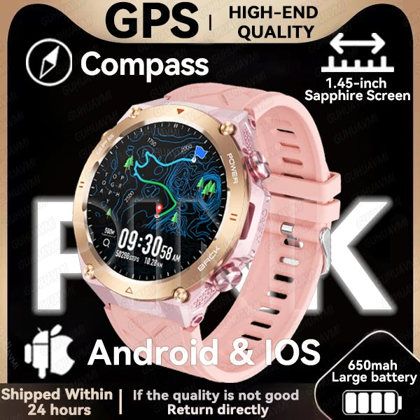 202TitanTek New Real GPS Smart Watch Men Bluetooth Call Compass 650mAh Big Battery IP68 Waterproof Sport Smartwatch For Android IOS