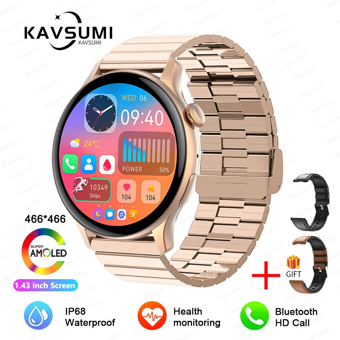 2025 TitanTek  New NFC GPS Smart Watch Women 1.43 Inch AMOLED 466*466 HD Screen Always Display Sport Watch Women Bluetooth Call Smartwatch