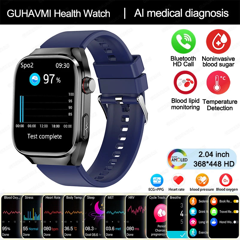 TitanTek Women Medical Grade Health Smartwatch Physical Examination Blood Sugar Fat Heart Rate Uric Acid AMOLED Bluetooth Call Smartwatch