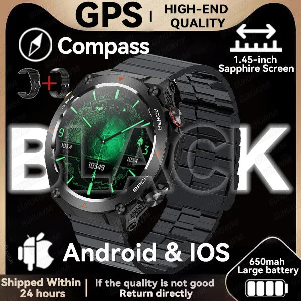 202TitanTek New Real GPS Smart Watch Men Bluetooth Call Compass 650mAh Big Battery IP68 Waterproof Sport Smartwatch For Android IOS