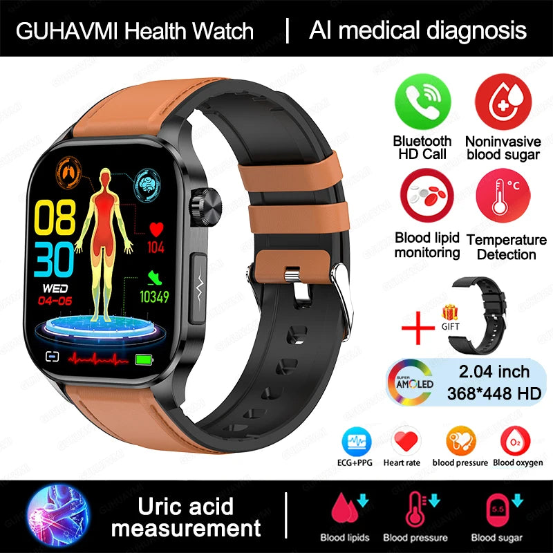 TitanTek Health Blood Lipids Uric Acid Blood Glucose Smart Watch ECG+PPG+HRV Heart Rate Blood Body Composition Bluetooth Call Smartwatch