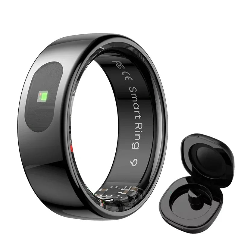 TitanTek New R08 Smart Ring Men Women Charging Case Skin Temperature Health Monitor 5ATM Waterproof Music Video Control Finger Rings