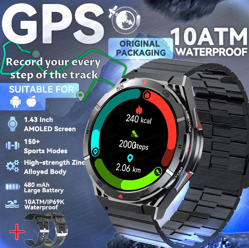 TitanTek New For Xiaomi Men Sports Smart Watch 30meter Deep Waterproof 1.43inch AMOLED Screen Health Monitoring Bluetooth Call Smartwatch