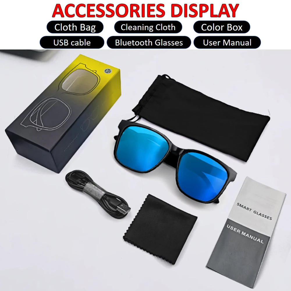 TitanTek Bluetooth Eyeglasses Audio Sunglasses Eyewear UV400 Polarized lens Earphone Open Ear Music Glasses Touch Control Christmas Gift