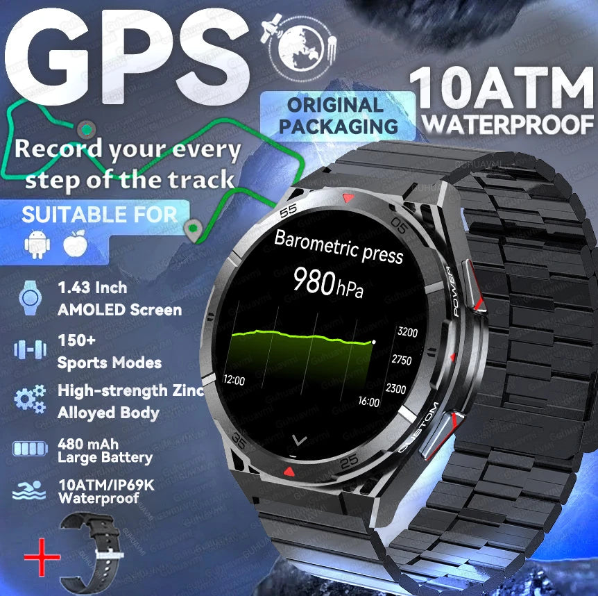 TitanTek New For Xiaomi Men Sports Smart Watch 30meter Deep Waterproof 1.43inch AMOLED Screen Health Monitoring Bluetooth Call Smartwatch