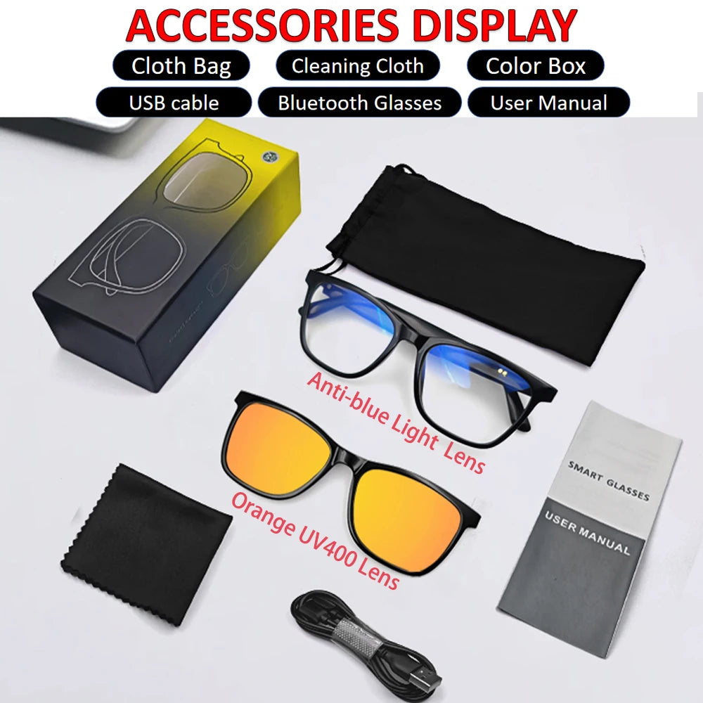 TitanTek Bluetooth Sunglasses UV Protection Audio Sun Glasses Anti Blue Light Open Ear Music Hands Free Calling Holiday Gift