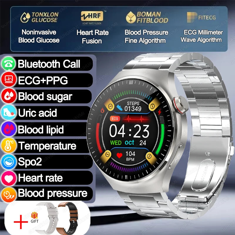 2025 TitanTek  Medical Grade Blood Fat Uric Acid Women Smartwatch ECG Blood Sugar Heart Rate Blood Pressure Health Monitoring Smart Watch