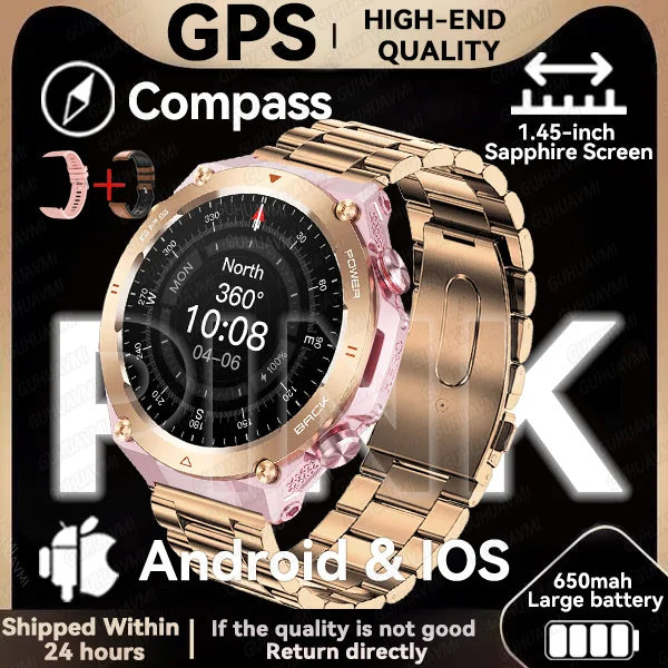 202TitanTek New Real GPS Smart Watch Men Bluetooth Call Compass 650mAh Big Battery IP68 Waterproof Sport Smartwatch For Android IOS