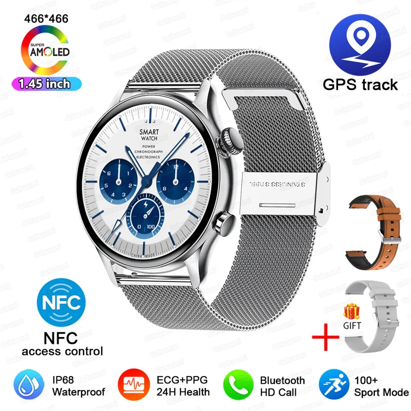 TitanTek Women's NFC Fashion Smartwatch 1.46-inch AMOLED Bluetooth Call ECG Blood Glucose Clock GPS Fitness Track Smart Watch