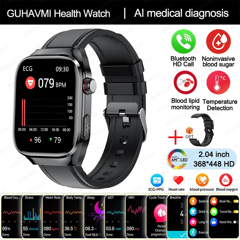 TitanTek Women Medical Grade Health Smartwatch Physical Examination Blood Sugar Fat Heart Rate Uric Acid AMOLED Bluetooth Call Smartwatch