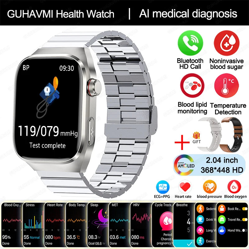 TitanTek Women Medical Grade Health Smartwatch Physical Examination Blood Sugar Fat Heart Rate Uric Acid AMOLED Bluetooth Call Smartwatch