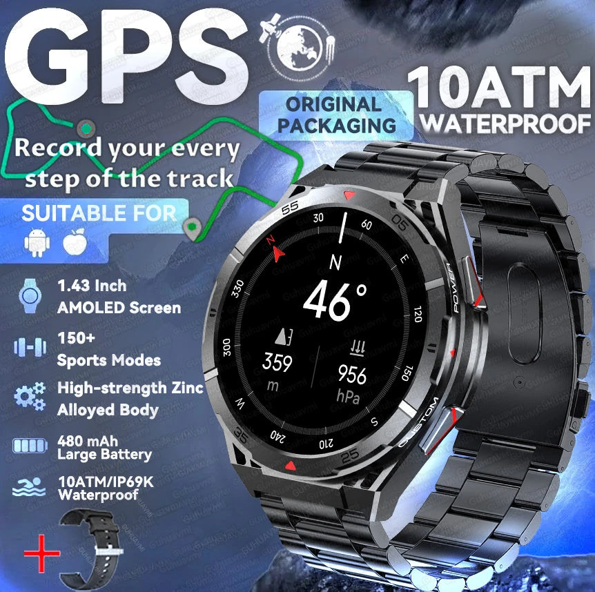 TitanTek New For Xiaomi Men Sports Smart Watch 30meter Deep Waterproof 1.43inch AMOLED Screen Health Monitoring Bluetooth Call Smartwatch