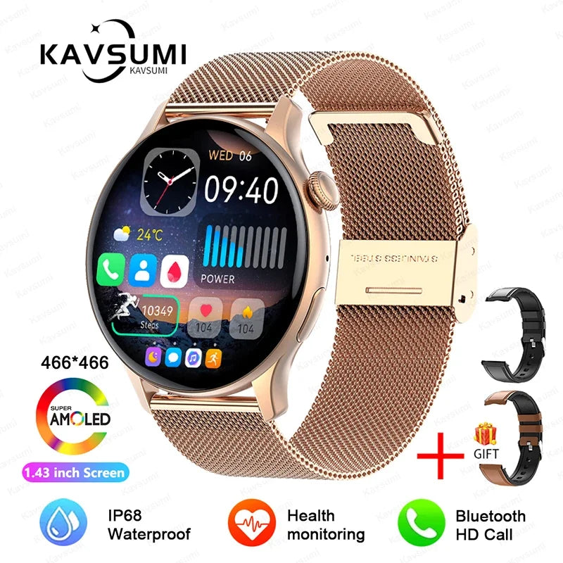 2025 TitanTek  New NFC GPS Smart Watch Women 1.43 Inch AMOLED 466*466 HD Screen Always Display Sport Watch Women Bluetooth Call Smartwatch