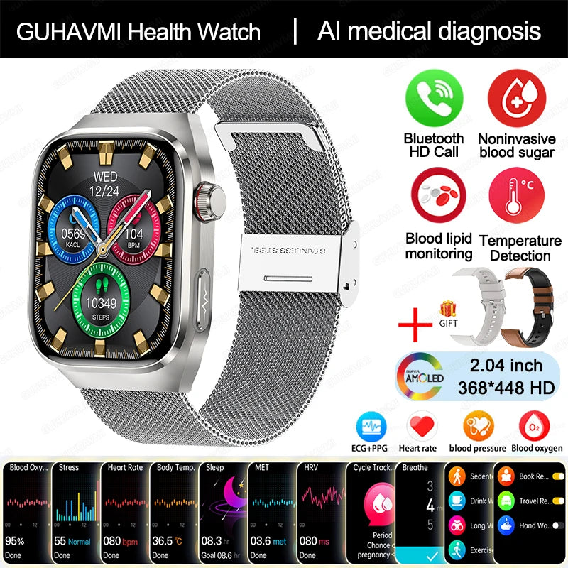 TitanTek Women Medical Grade Health Smartwatch Physical Examination Blood Sugar Fat Heart Rate Uric Acid AMOLED Bluetooth Call Smartwatch