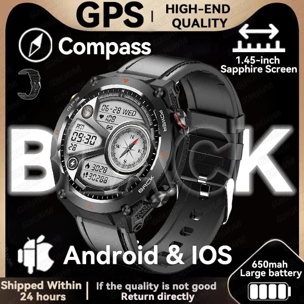 202TitanTek New Real GPS Smart Watch Men Bluetooth Call Compass 650mAh Big Battery IP68 Waterproof Sport Smartwatch For Android IOS