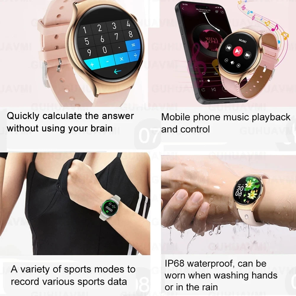 2025 TitanTek New Golden Luxury Smart Watch Women 1.27Inch HD Screen Sports Custom Dial Heart Rate Voice Call Smart watch For Gift Ladies