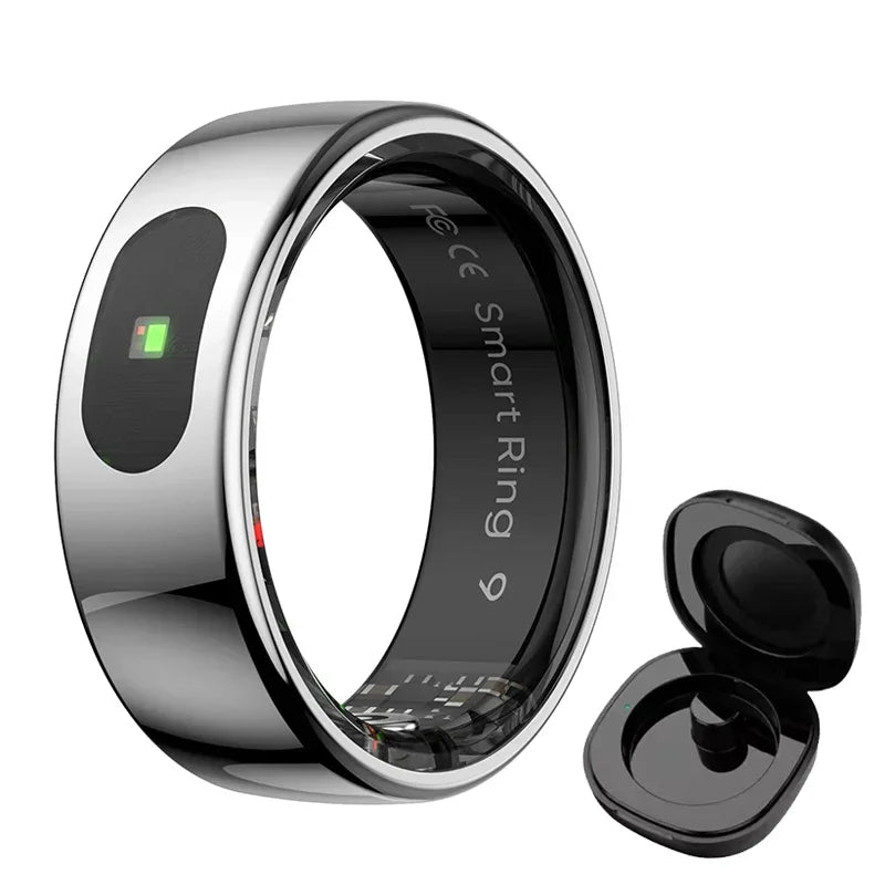 TitanTek New R08 Smart Ring Men Women Charging Case Skin Temperature Health Monitor 5ATM Waterproof Music Video Control Finger Rings