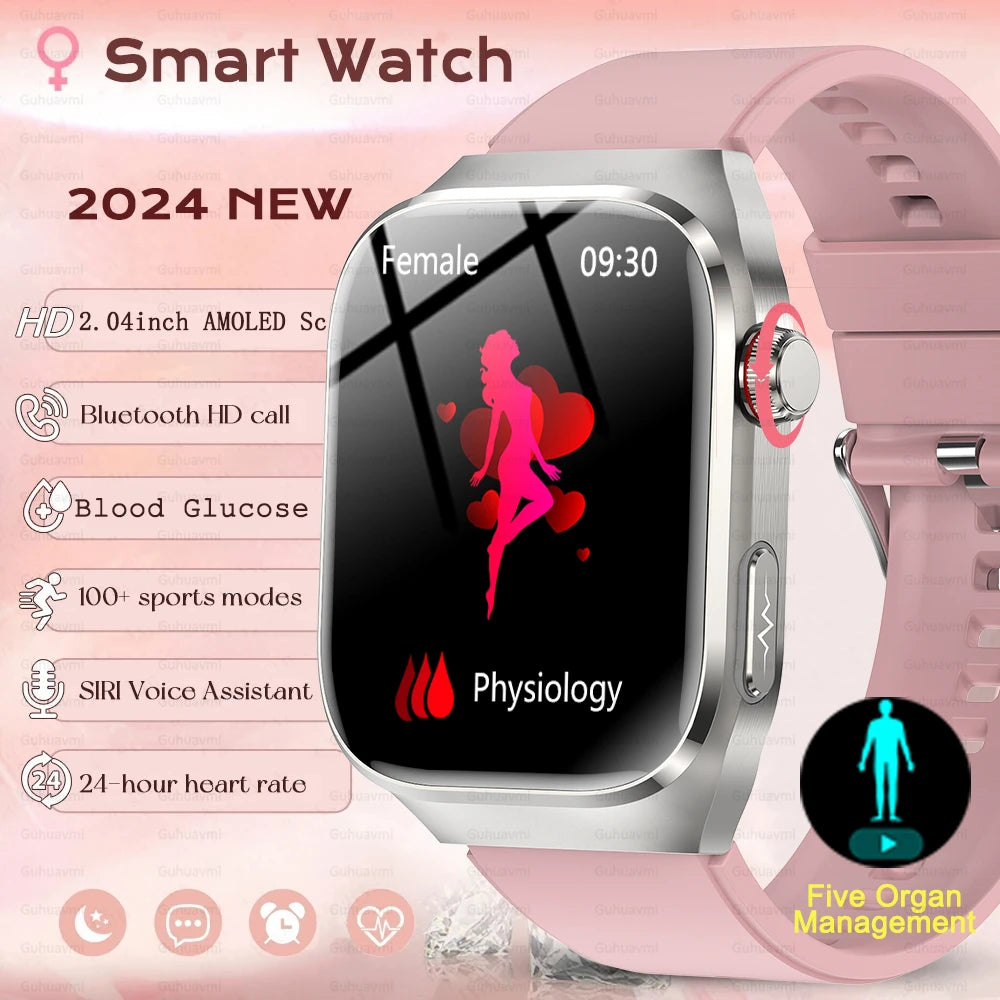 TitanTek Women Medical Grade Health Smartwatch Physical Examination Blood Sugar Fat Heart Rate Uric Acid AMOLED Bluetooth Call Smartwatch