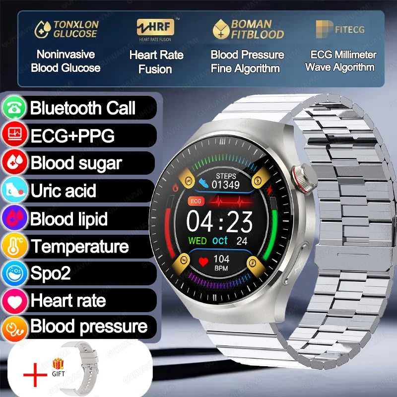 2025 TitanTek  Medical Grade Blood Fat Uric Acid Women Smartwatch ECG Blood Sugar Heart Rate Blood Pressure Health Monitoring Smart Watch