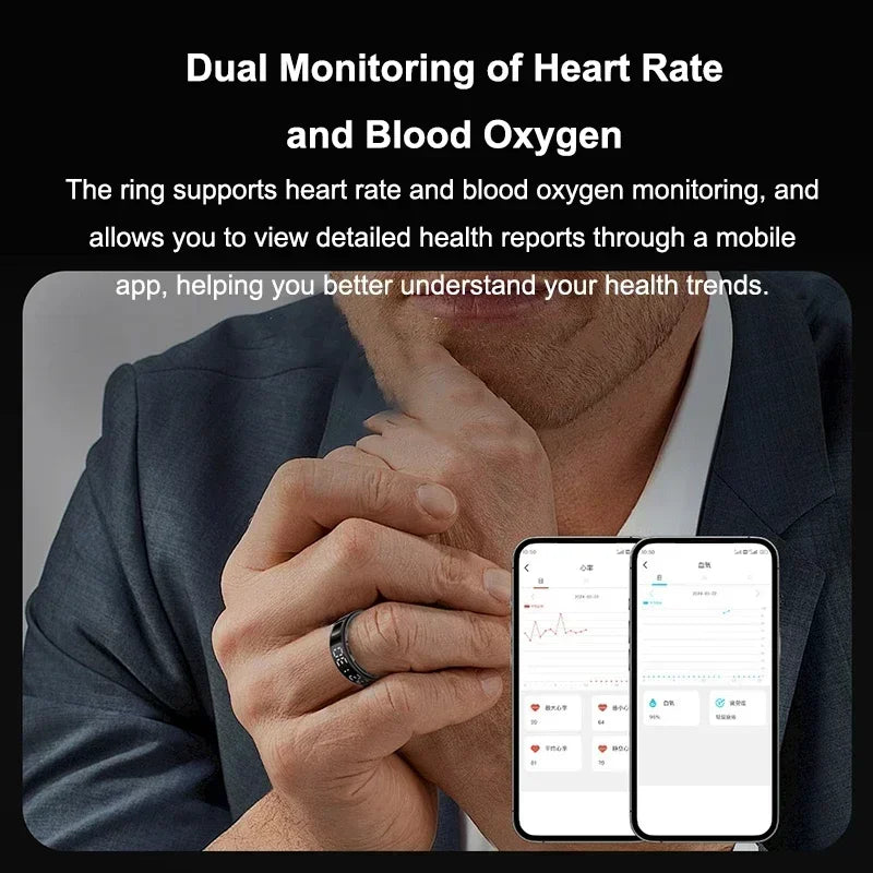 TitanTek SR08 Smart Ring For Men Women LED Display Screen Heart Rate Blood Oxygen Monitoring Multi Sports Modes IP68 & 5ATM Waterproof