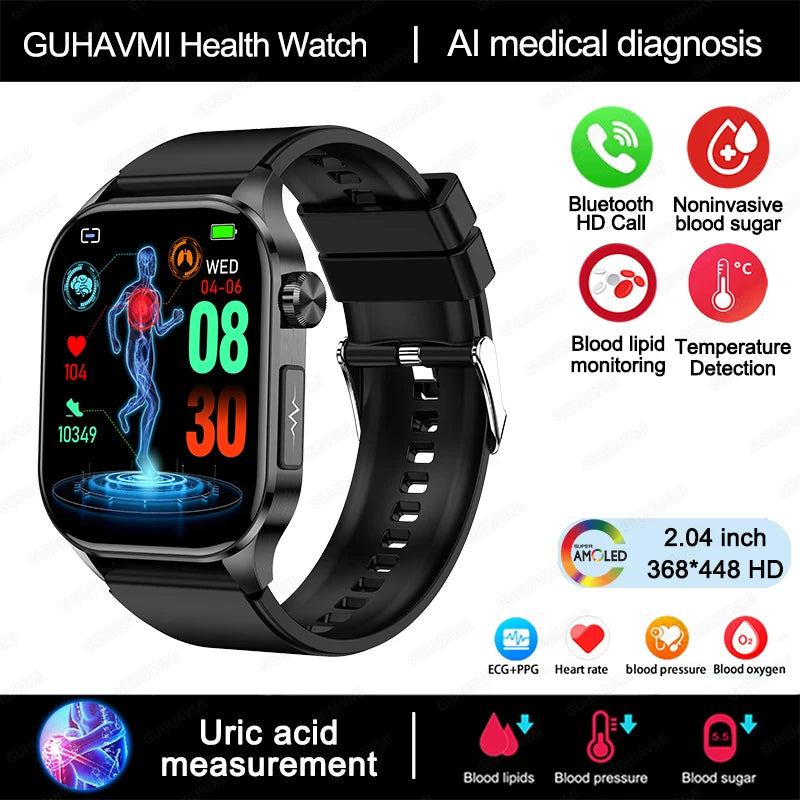 TitanTek Health Blood Lipids Uric Acid Blood Glucose Smart Watch ECG+PPG+HRV Heart Rate Blood Body Composition Bluetooth Call Smartwatch