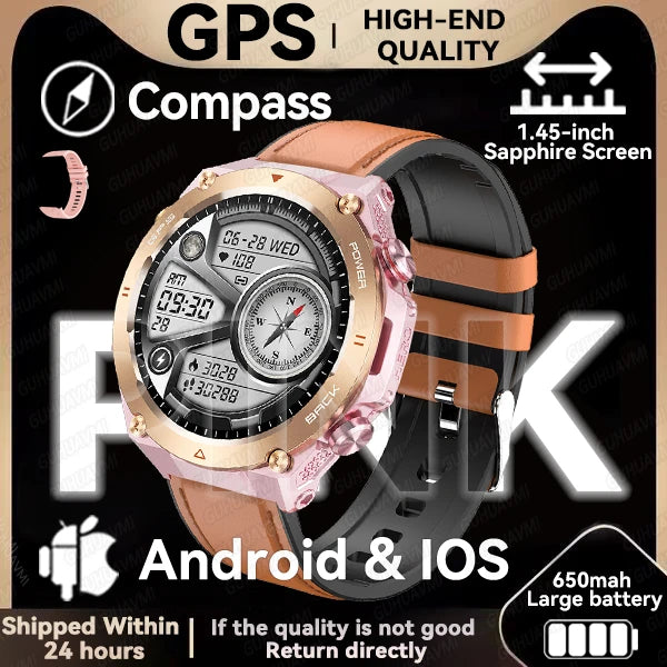 202TitanTek New Real GPS Smart Watch Men Bluetooth Call Compass 650mAh Big Battery IP68 Waterproof Sport Smartwatch For Android IOS