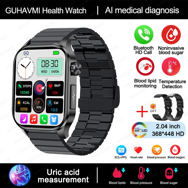 TitanTek Health Blood Lipids Uric Acid Blood Glucose Smart Watch ECG+PPG+HRV Heart Rate Blood Body Composition Bluetooth Call Smartwatch