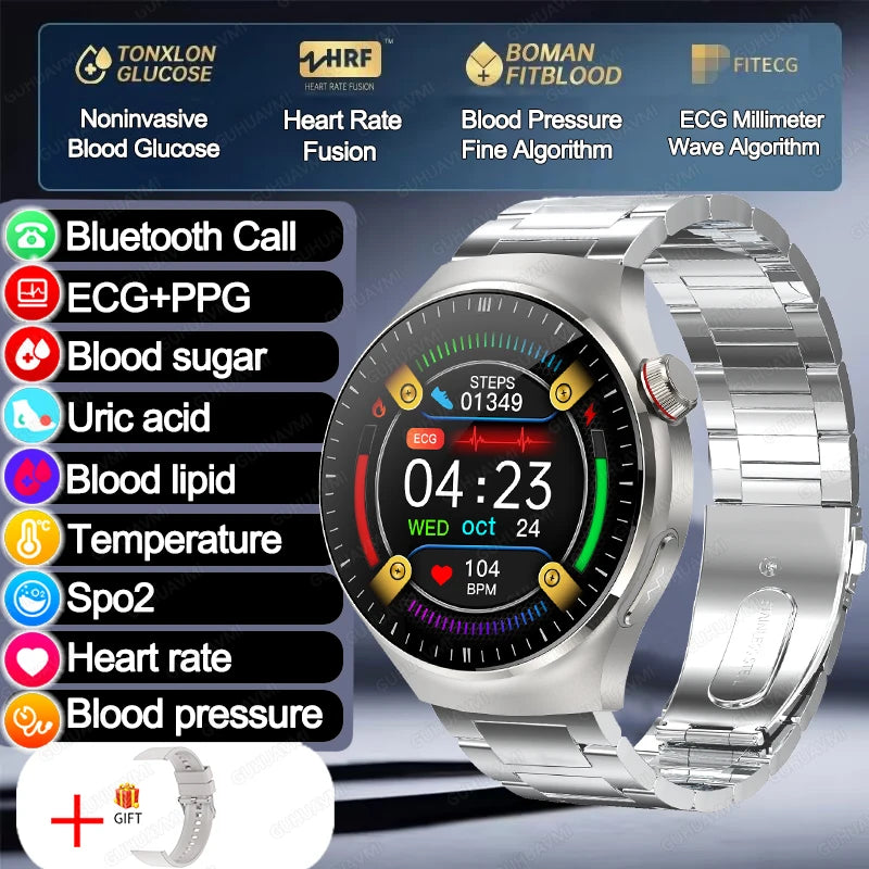 2025 TitanTek  Medical Grade Blood Fat Uric Acid Women Smartwatch ECG Blood Sugar Heart Rate Blood Pressure Health Monitoring Smart Watch