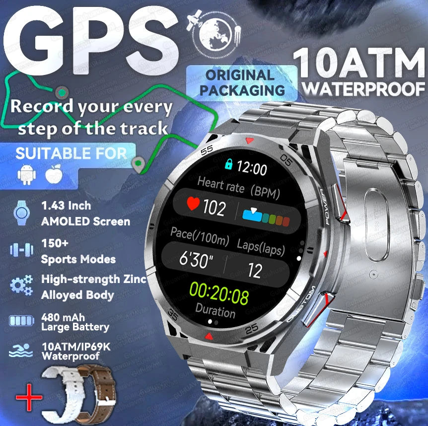 TitanTek New For Xiaomi Men Sports Smart Watch 30meter Deep Waterproof 1.43inch AMOLED Screen Health Monitoring Bluetooth Call Smartwatch