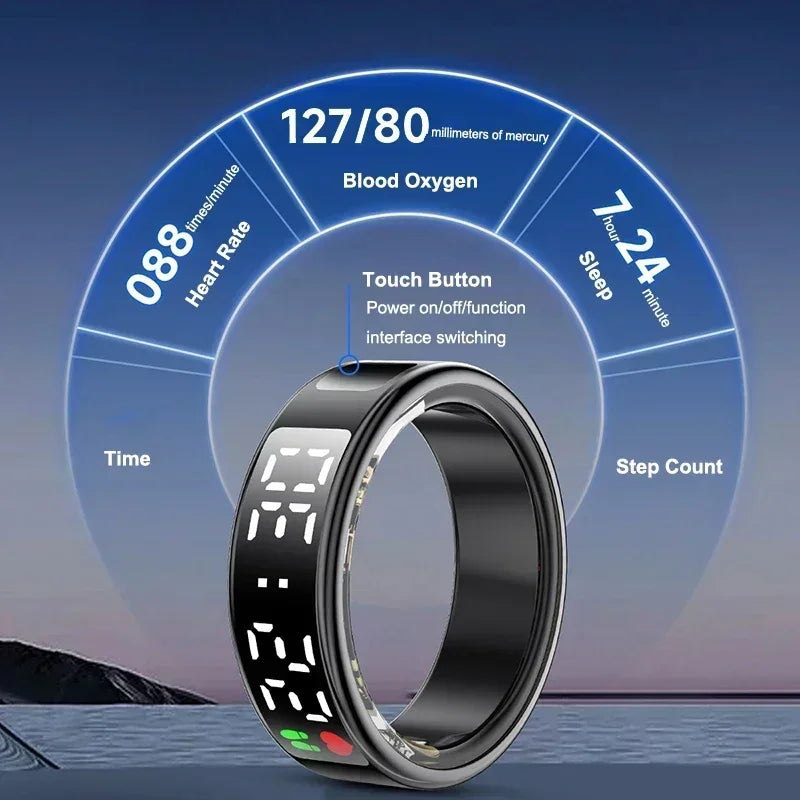 TitanTek SR08 Smart Ring For Men Women LED Display Screen Heart Rate Blood Oxygen Monitoring Multi Sports Modes IP68 & 5ATM Waterproof