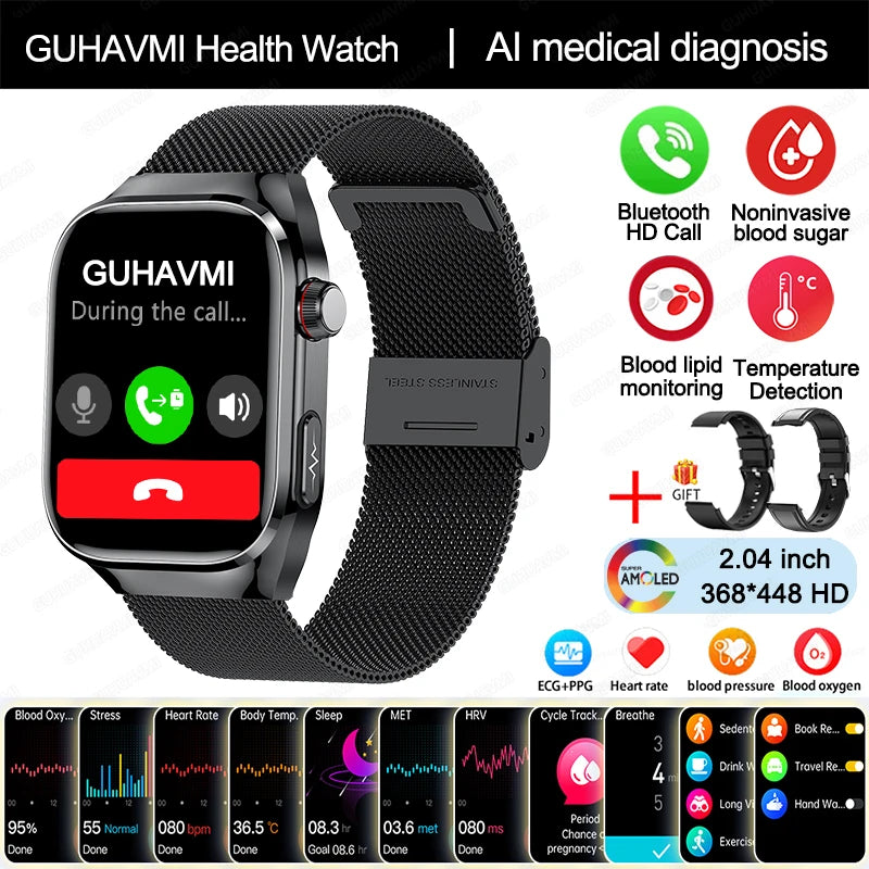 TitanTek Women Medical Grade Health Smartwatch Physical Examination Blood Sugar Fat Heart Rate Uric Acid AMOLED Bluetooth Call Smartwatch