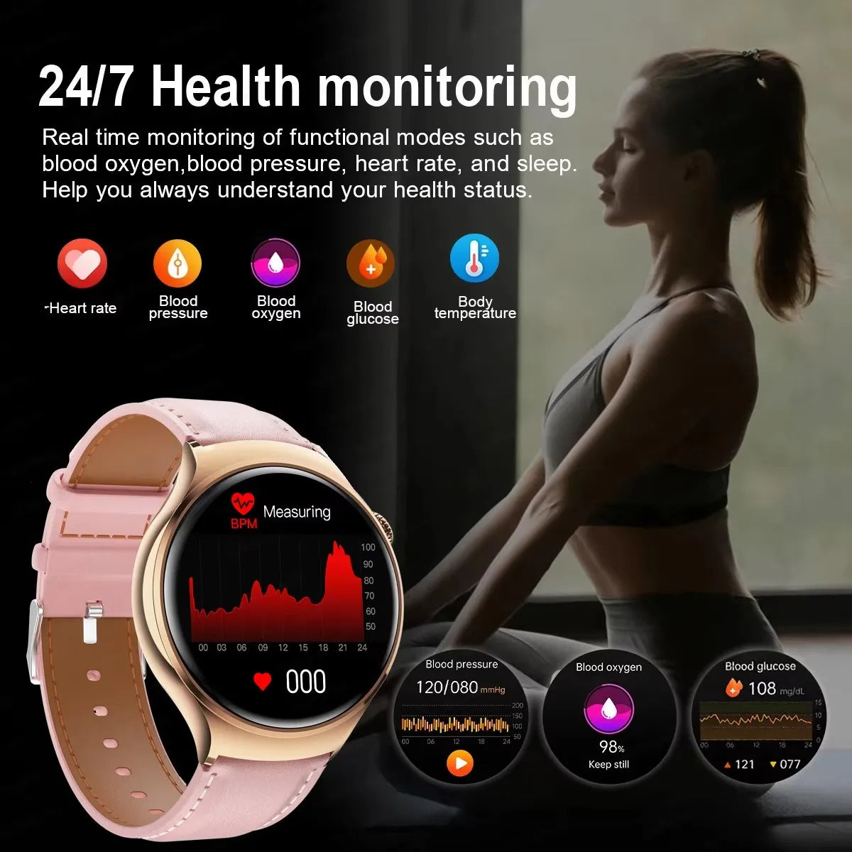 2025 TitanTek New Golden Luxury Smart Watch Women 1.27Inch HD Screen Sports Custom Dial Heart Rate Voice Call Smart watch For Gift Ladies