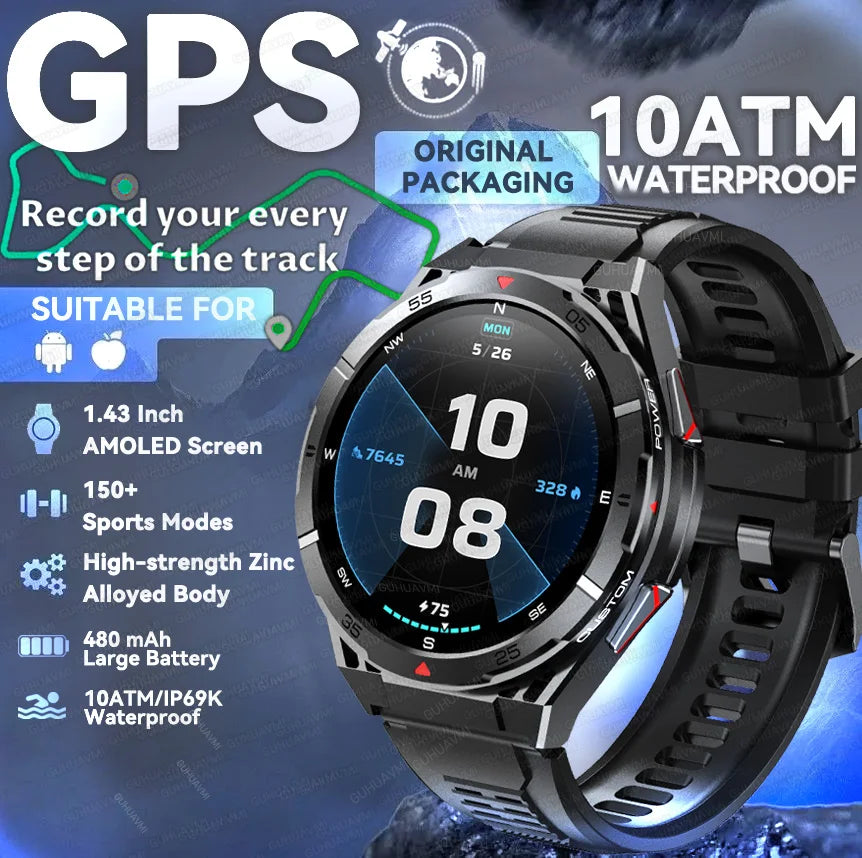 TitanTek New For Xiaomi Men Sports Smart Watch 30meter Deep Waterproof 1.43inch AMOLED Screen Health Monitoring Bluetooth Call Smartwatch