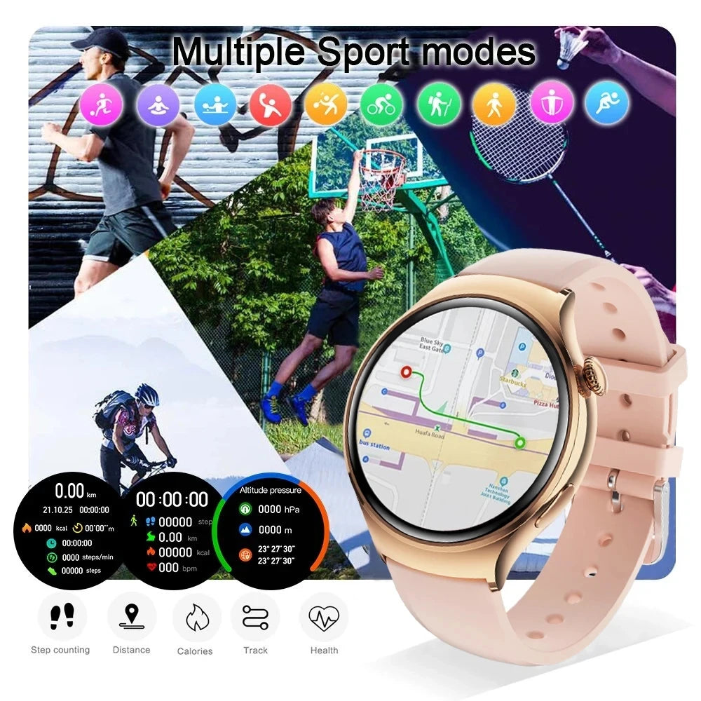 2025 TitanTek New Golden Luxury Smart Watch Women 1.27Inch HD Screen Sports Custom Dial Heart Rate Voice Call Smart watch For Gift Ladies