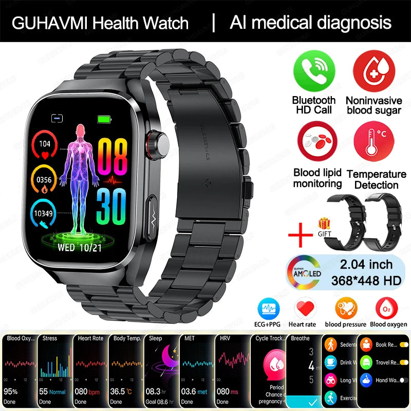 TitanTek Women Medical Grade Health Smartwatch Physical Examination Blood Sugar Fat Heart Rate Uric Acid AMOLED Bluetooth Call Smartwatch