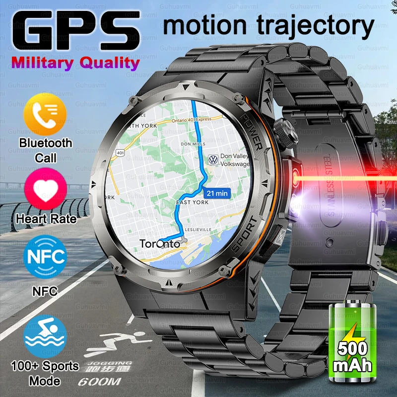 2025 TitanTek  New GPS Smart Watch Men 1.39" AMOLED Screen Built-in GPS NFC Make/Receive Phone Calls 500mAh Large Battery Smart Braceletes