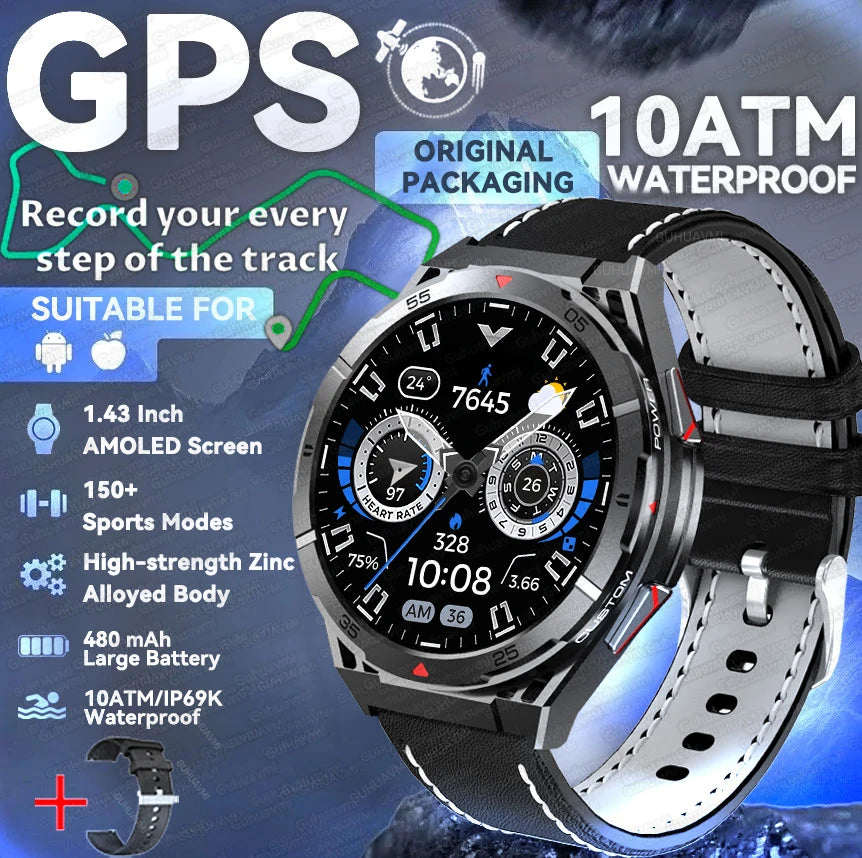 TitanTek New For Xiaomi Men Sports Smart Watch 30meter Deep Waterproof 1.43inch AMOLED Screen Health Monitoring Bluetooth Call Smartwatch