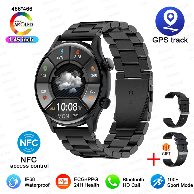 TitanTek Women's NFC Fashion Smartwatch 1.46-inch AMOLED Bluetooth Call ECG Blood Glucose Clock GPS Fitness Track Smart Watch