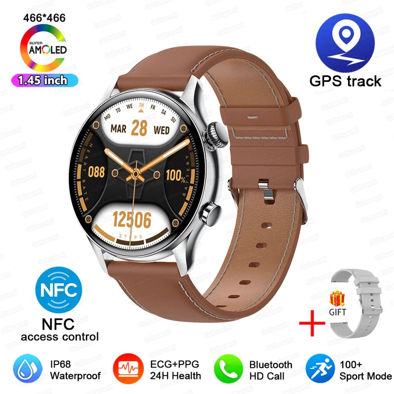 TitanTek Women's NFC Fashion Smartwatch 1.46-inch AMOLED Bluetooth Call ECG Blood Glucose Clock GPS Fitness Track Smart Watch