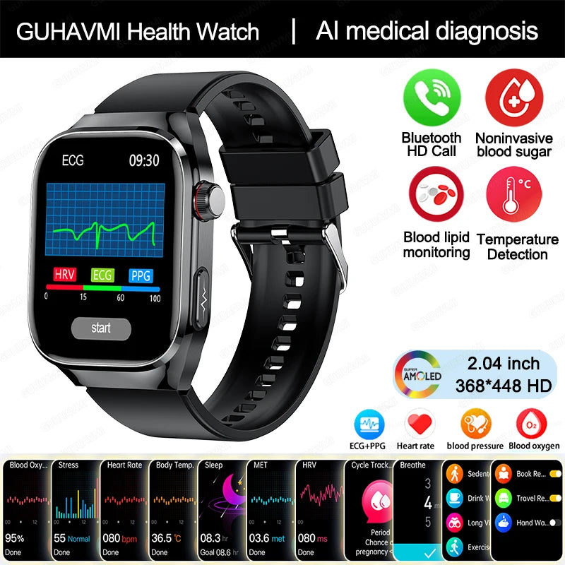 TitanTek Women Medical Grade Health Smartwatch Physical Examination Blood Sugar Fat Heart Rate Uric Acid AMOLED Bluetooth Call Smartwatch