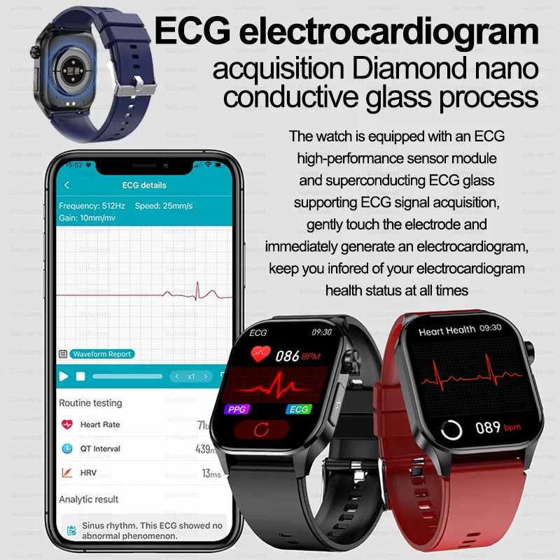 TitanTek Health Blood Lipids Uric Acid Blood Glucose Smart Watch ECG+PPG+HRV Heart Rate Blood Body Composition Bluetooth Call Smartwatch