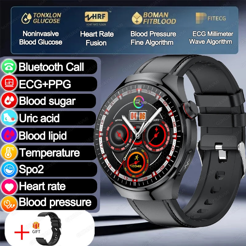 2025 TitanTek  Medical Grade Blood Fat Uric Acid Women Smartwatch ECG Blood Sugar Heart Rate Blood Pressure Health Monitoring Smart Watch