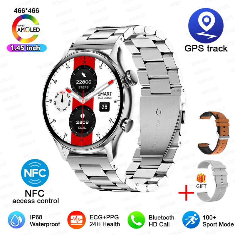 TitanTek Women's NFC Fashion Smartwatch 1.46-inch AMOLED Bluetooth Call ECG Blood Glucose Clock GPS Fitness Track Smart Watch