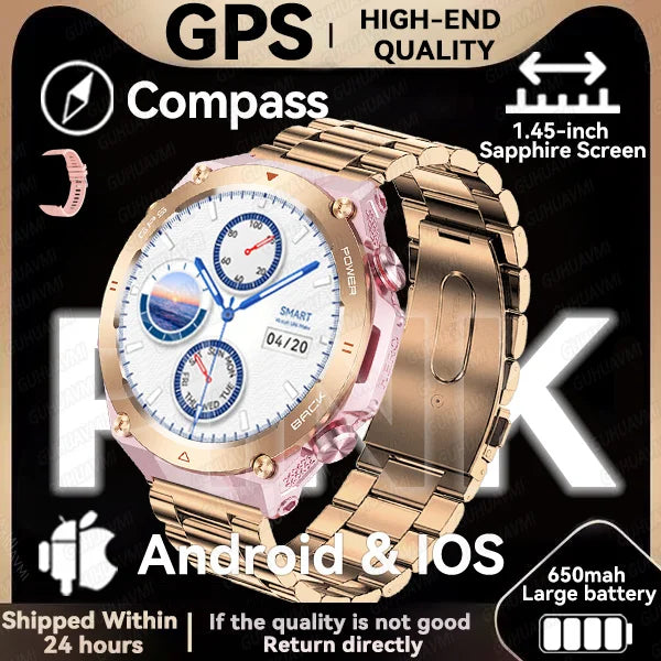 202TitanTek New Real GPS Smart Watch Men Bluetooth Call Compass 650mAh Big Battery IP68 Waterproof Sport Smartwatch For Android IOS